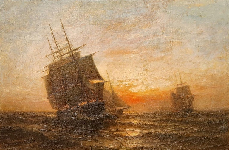 Ships At Sunset - Otis S. Weber Circa 1855 image 4