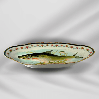 1800th Century Austria Hand painted Fish Porcelain Platter Set 12 plate image 13