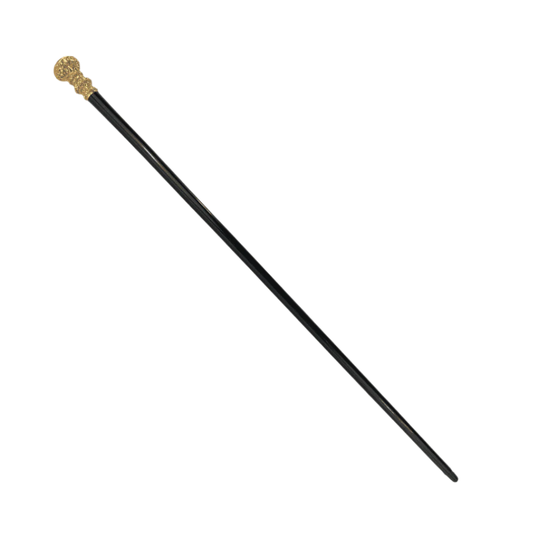 Stylish Antique Carved Gold Plate Knob Handle Walking Stick Cane Black (Possible Gold) image 4