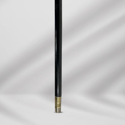 Antique 1896 Walking Stick. Elegant Black Cane with Carved Gold-Plated Knob Handle, Signed.