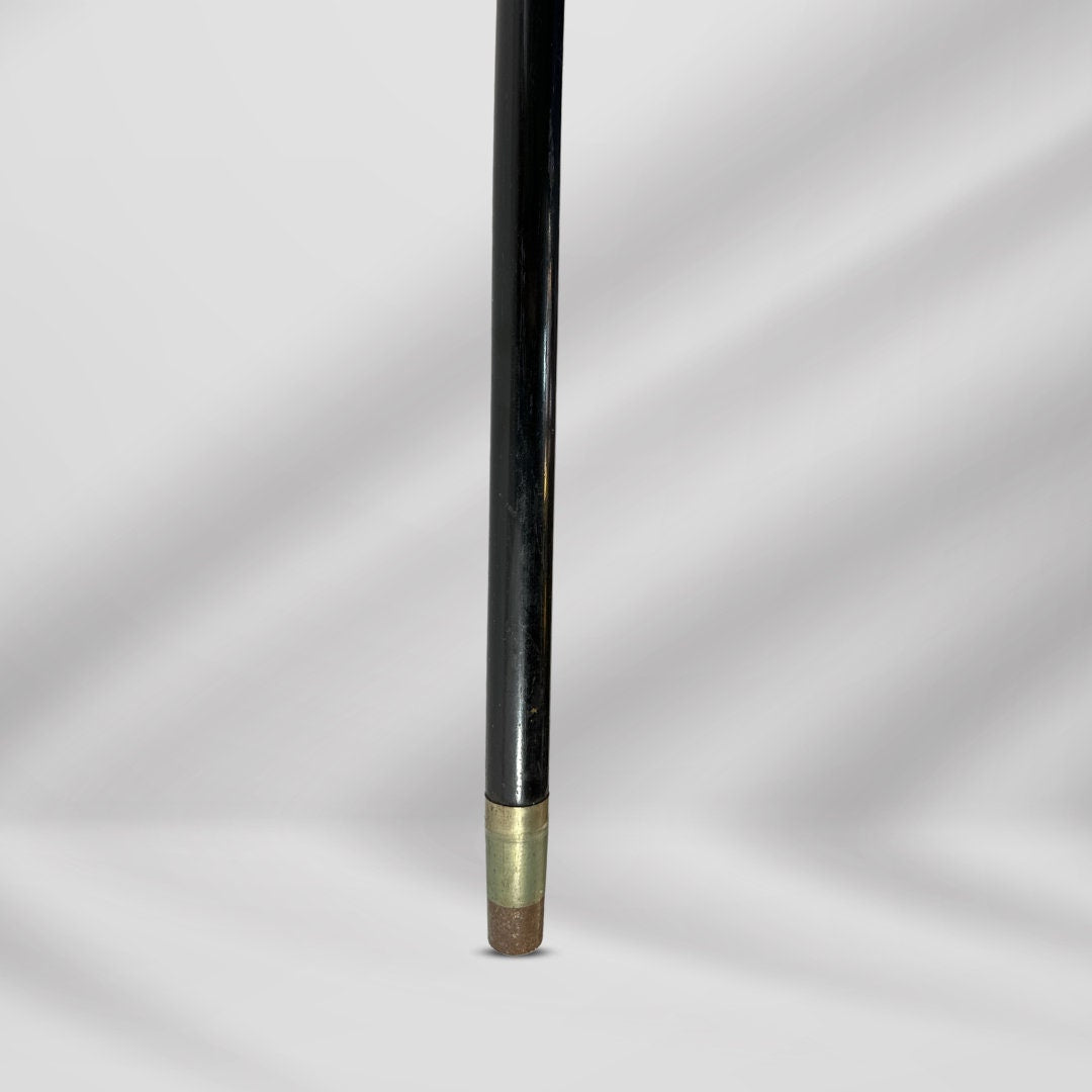 Elegant Antique Carved Gold Plate Knob Handle Best Hallifax Walking Stick Cane Black Signed