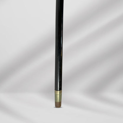 Elegant Antique Carved Gold Plate Knob Handle Best Hallifax Walking Stick Cane Black Signed