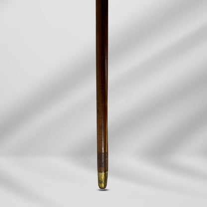 Elegant Antique Carved Gold Plate Knob Handle Unique Walking Stick Cane Brown