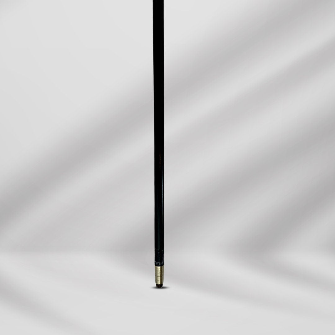 Antique Carved Gold Plate Knob Handle Walking Stick Cane Black