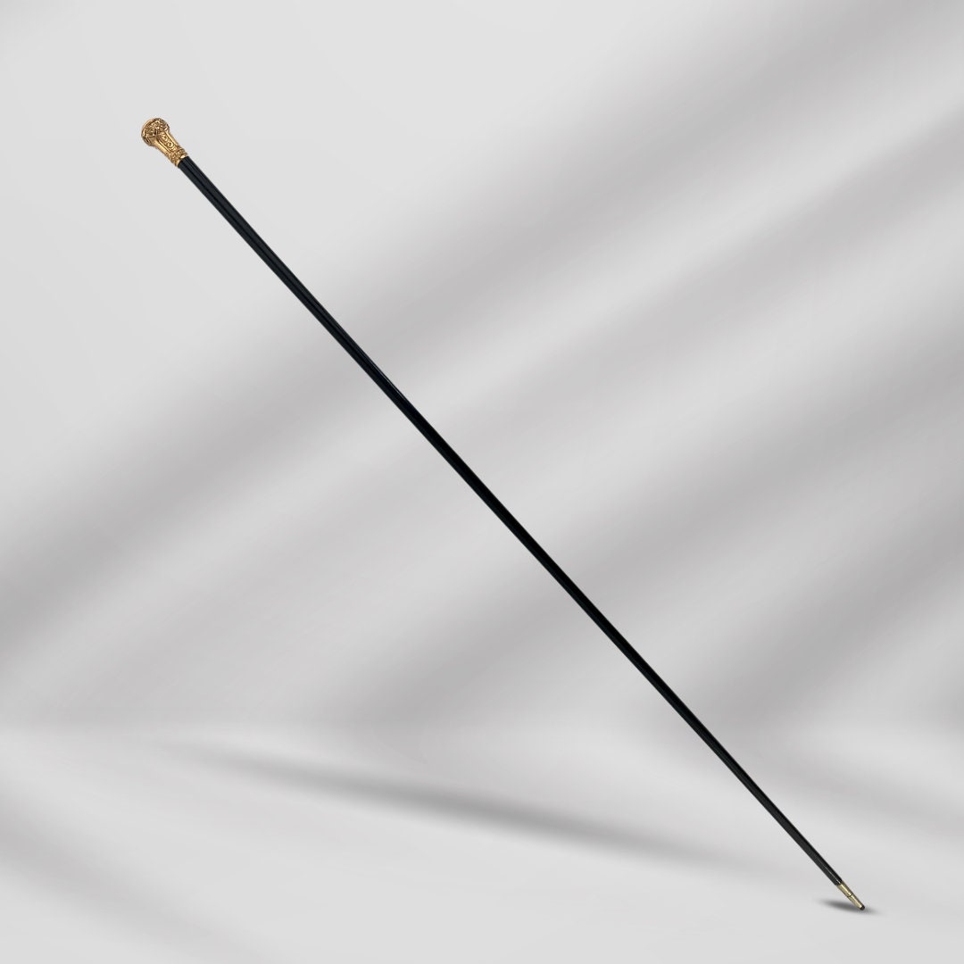 Gold Plated Antique Walking Stick Cane  Year 1832 Black Color