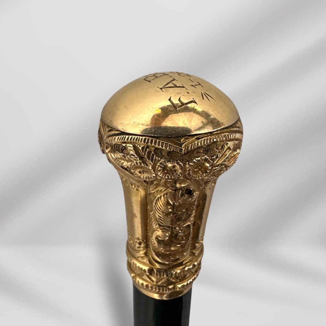 Gold Plated Antique Walking Stick Cane  Year 1832 Black Color