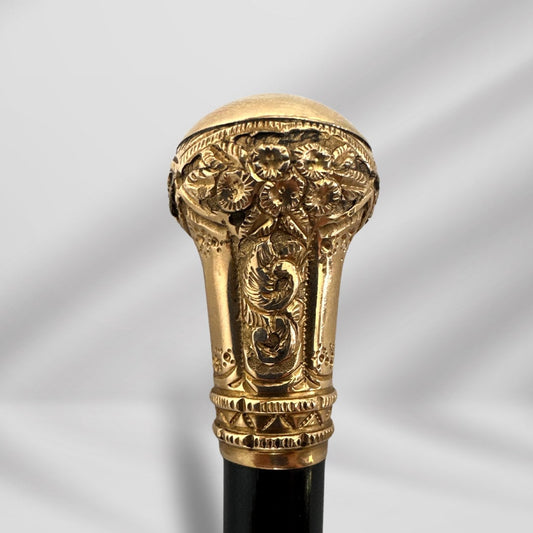 Gold Plated Antique Walking Stick Cane  Year 1832 Black Color