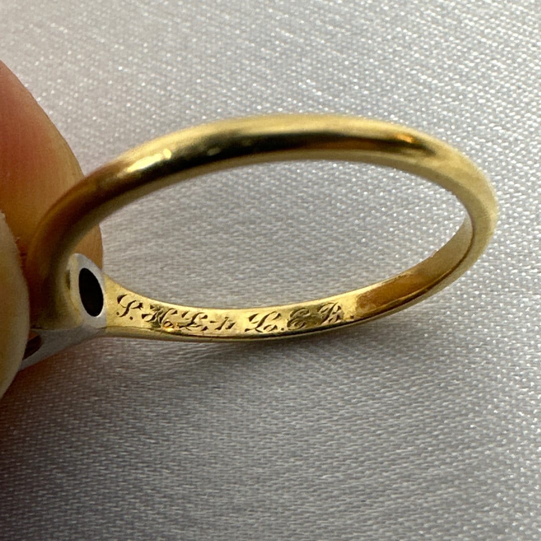 Size 7.5 Signed MK Antique 14K Yellow Gold Ring with White Gold Accent & 0.75CT Diamond. Elegant Vintage Jewelry for Women