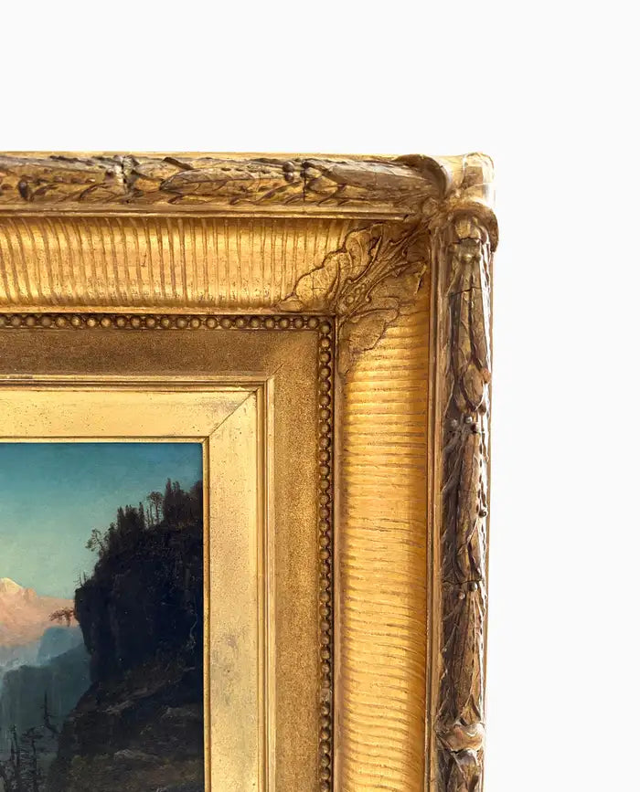 "In the Canadian Rockies" 19th Century Oil Painting on Canvas