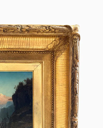 "In the Canadian Rockies" 19th Century Oil Painting on Canvas