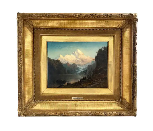 "In the Canadian Rockies" 19th Century Oil Painting on Canvas